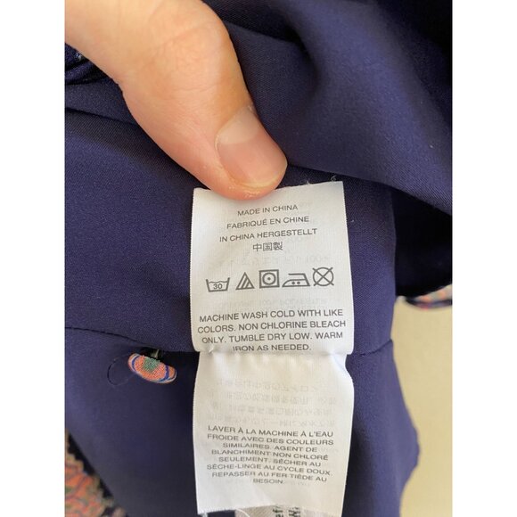 Madewell Womens Floral Print‎ V-Neck Short Sleeve Dress Size 6 Navy Polyester - Picture 6 of 8